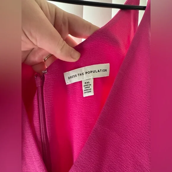 Dress the Population Alicia Mixed Media Midi Dress Bright Fuschia - Picture 5 of 9